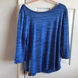 Talbots V back blue top 50% Rayon 47% Poly 3% Span